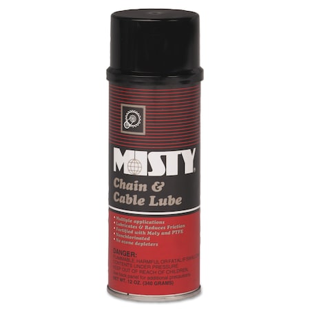 Misty Chain and Cable Spray Lube, Aerosol Can, 12 oz, PK12, 12PK 1002162